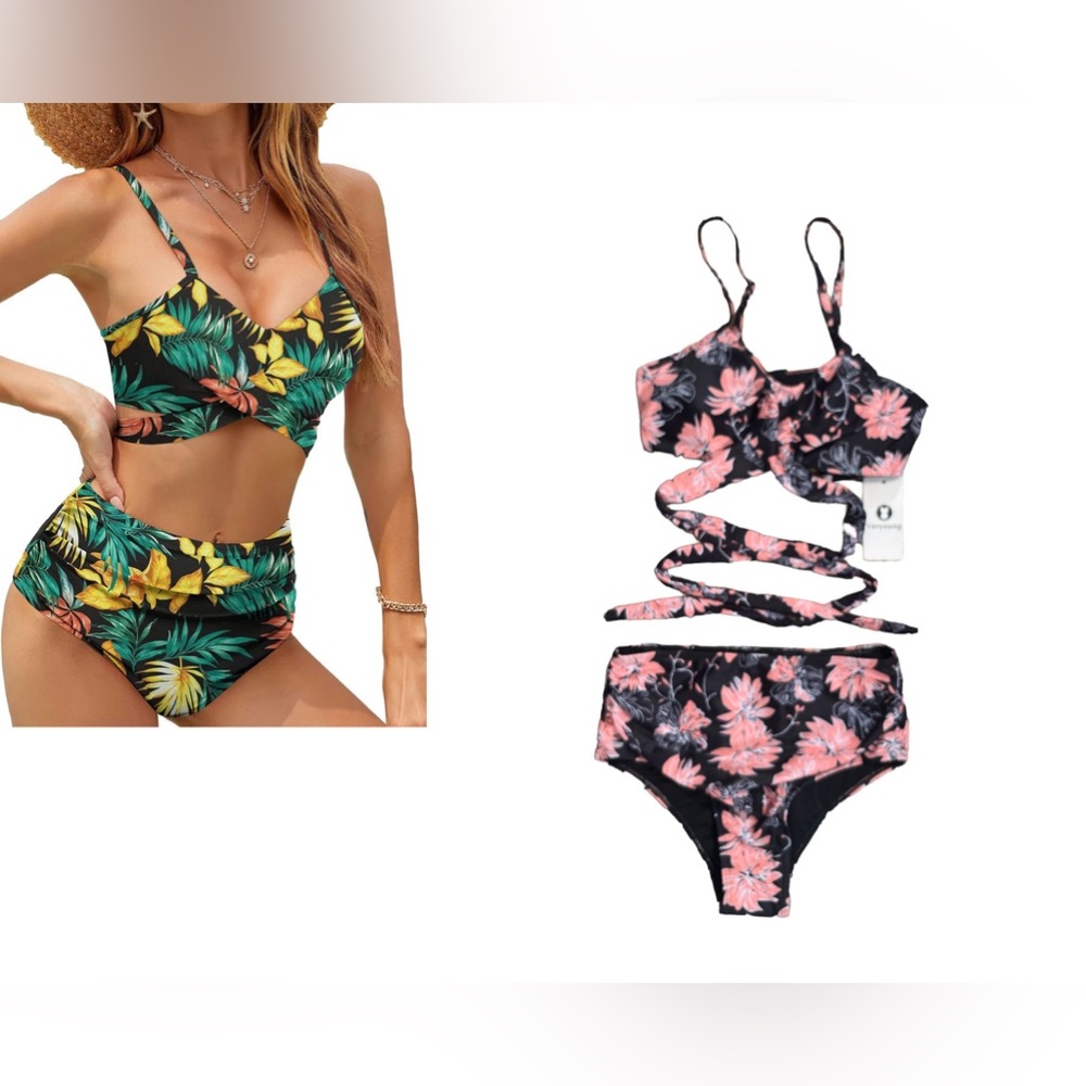 NWT Women’s 2pc Front Cross Wrap Bikini Swimwear Set